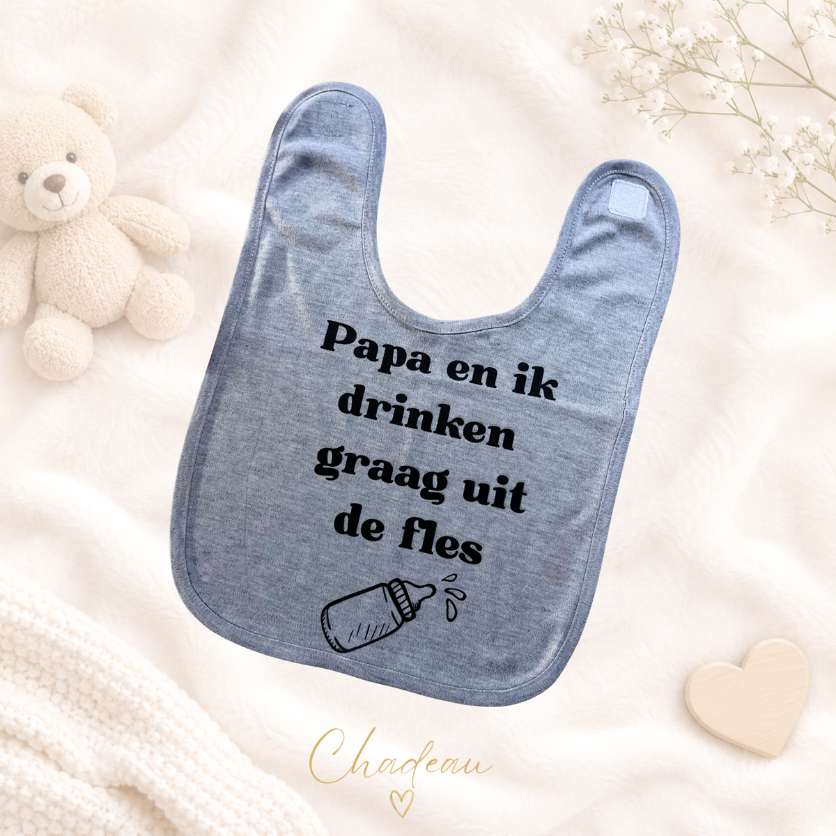 Slabbetje - Papa en ik drinken graag uit de fles